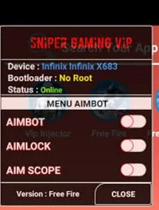 Sniper Gaming VIP Injector Apk 2023 v1.98.8 (Free Fire) 4